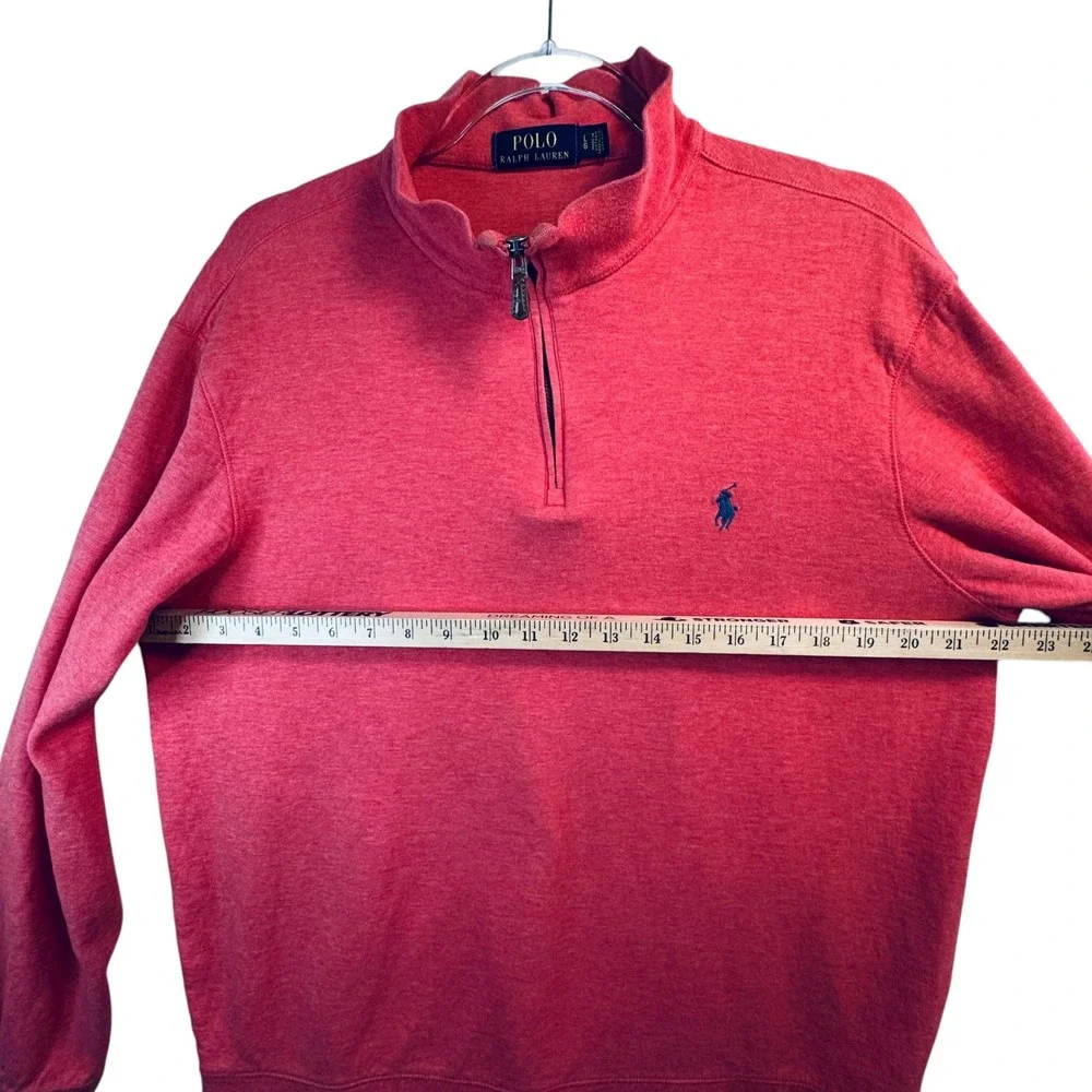 Polo Ralph Lauren Mens Red Quarter Zip Pullover Sweatshirt Large Preppy Academia